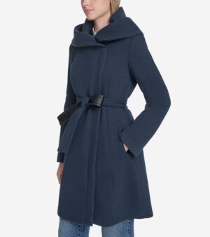 Women's Belted Asymmetrical Zip Front Twill Coat