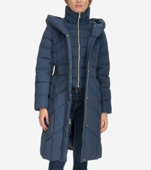 Women's Taffeta Down Coat with Elasticaded Waist Inserts